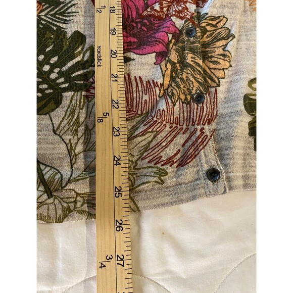 CJ Banks Women's Top 1X Beige Floral Cotton Button Front - Picture 11 of 11